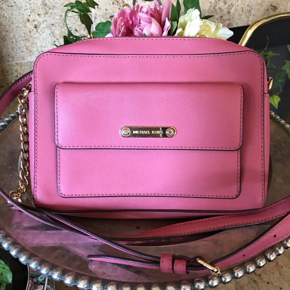 NWT Michael Kors Georgia Crossbody Messenger New Tulip